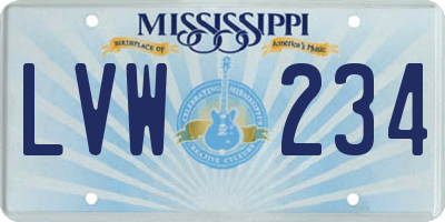 MS license plate LVW234