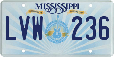 MS license plate LVW236