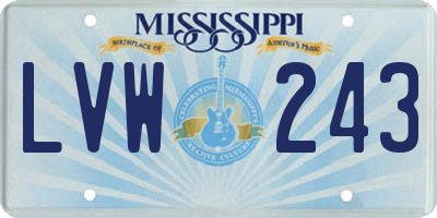 MS license plate LVW243