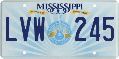 MS license plate LVW245
