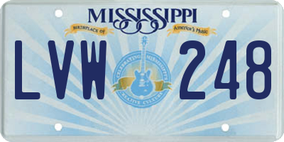 MS license plate LVW248