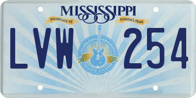 MS license plate LVW254