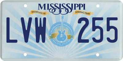 MS license plate LVW255