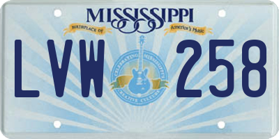 MS license plate LVW258