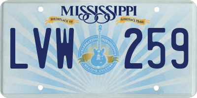 MS license plate LVW259