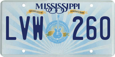MS license plate LVW260