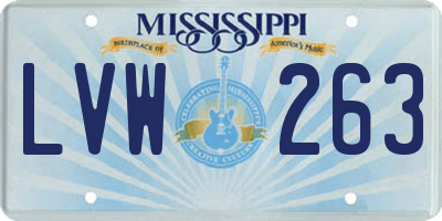MS license plate LVW263