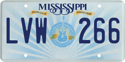 MS license plate LVW266