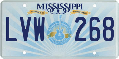 MS license plate LVW268