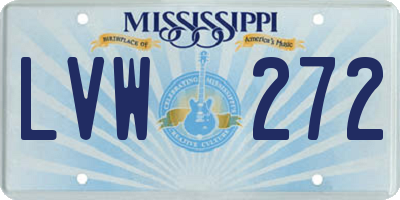 MS license plate LVW272