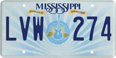 MS license plate LVW274