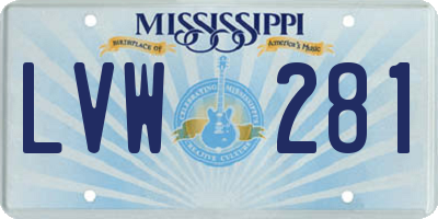 MS license plate LVW281