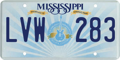MS license plate LVW283