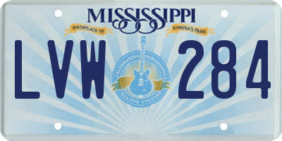 MS license plate LVW284