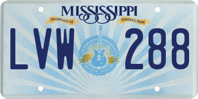MS license plate LVW288