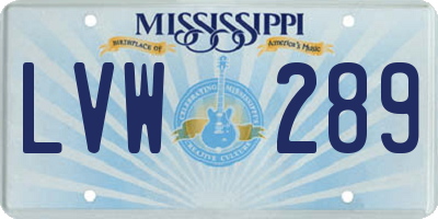 MS license plate LVW289