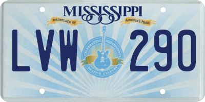 MS license plate LVW290