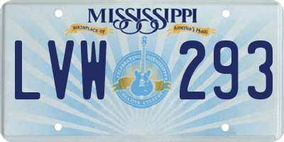 MS license plate LVW293