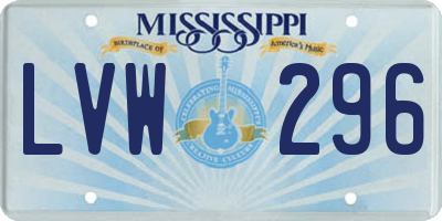 MS license plate LVW296