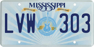 MS license plate LVW303