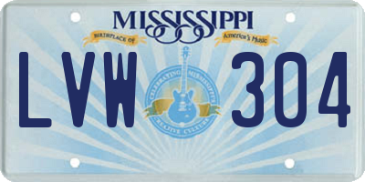 MS license plate LVW304