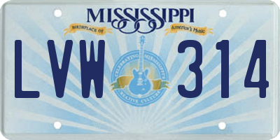 MS license plate LVW314