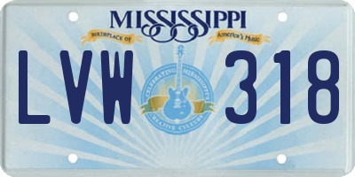 MS license plate LVW318