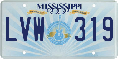 MS license plate LVW319
