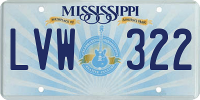 MS license plate LVW322