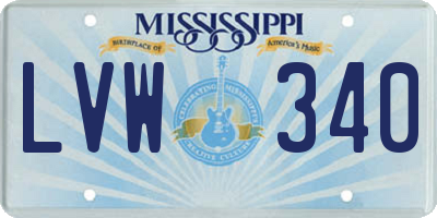 MS license plate LVW340