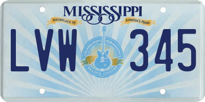 MS license plate LVW345