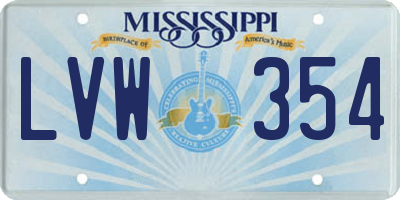 MS license plate LVW354