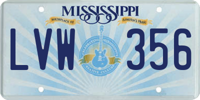 MS license plate LVW356