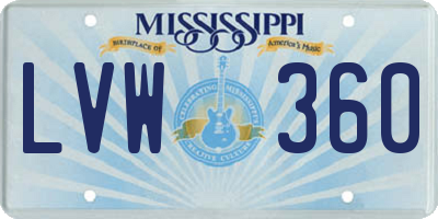 MS license plate LVW360