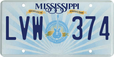 MS license plate LVW374