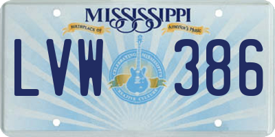 MS license plate LVW386