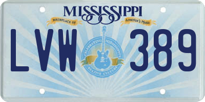 MS license plate LVW389