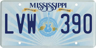 MS license plate LVW390