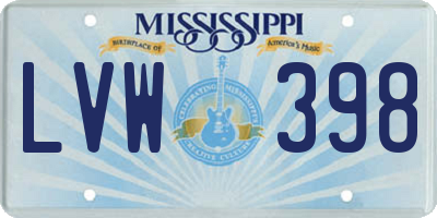 MS license plate LVW398