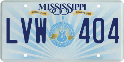 MS license plate LVW404
