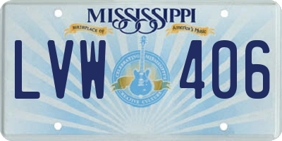 MS license plate LVW406