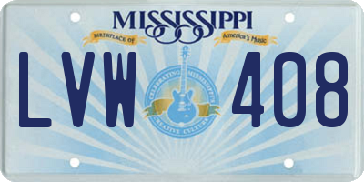 MS license plate LVW408