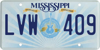 MS license plate LVW409
