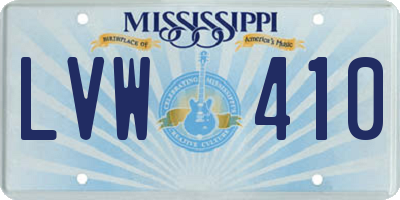 MS license plate LVW410