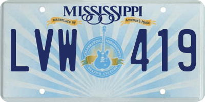 MS license plate LVW419