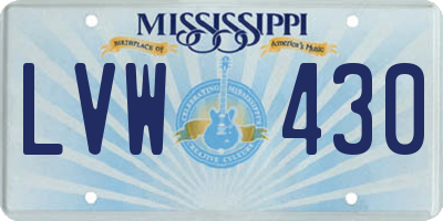 MS license plate LVW430