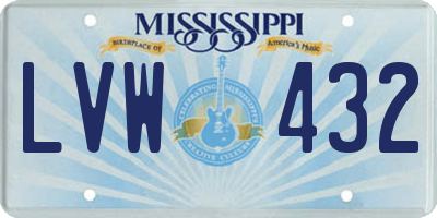 MS license plate LVW432
