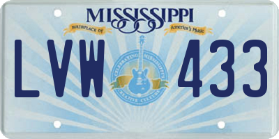 MS license plate LVW433