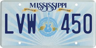 MS license plate LVW450