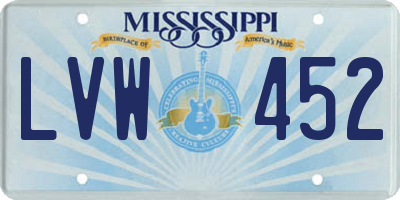 MS license plate LVW452